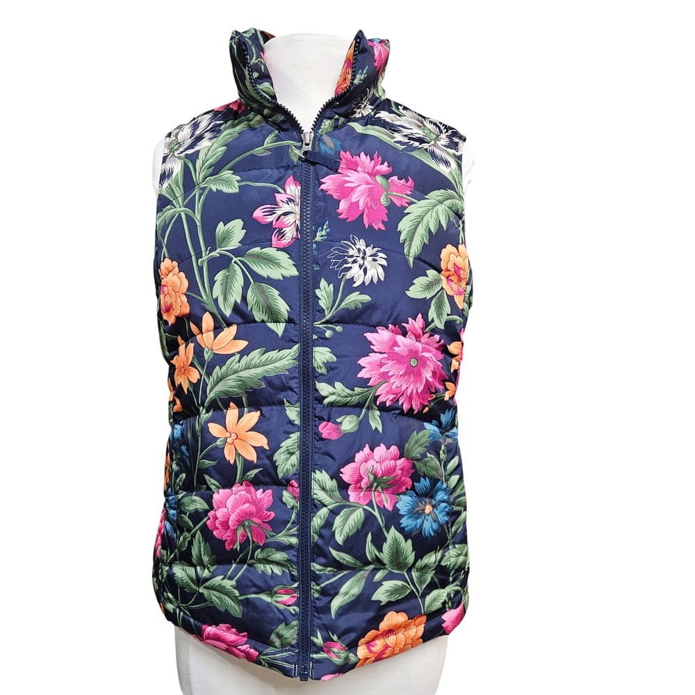 Lands End Floral Down Puffer Vest Women's Size S‎